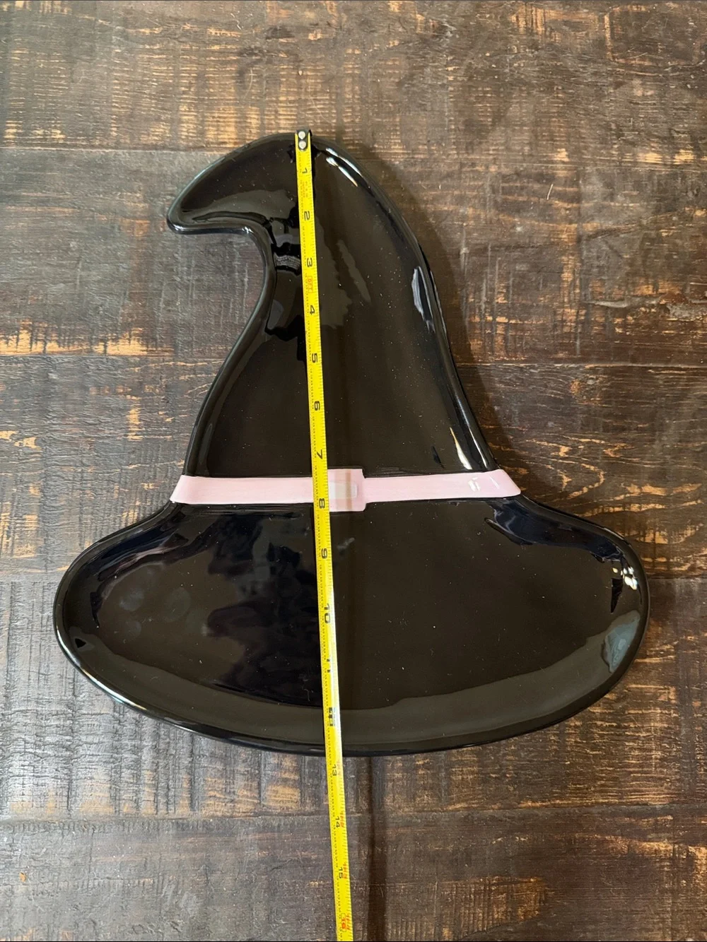Black Witch Hat Trinket Dish with Pink Band